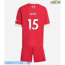 Camisa de time de futebol Liverpool Giovanni Leoni #15 Replicas 1º Equipamento Infantil 2025-26 Manga Curta (+ Calças curtas)
